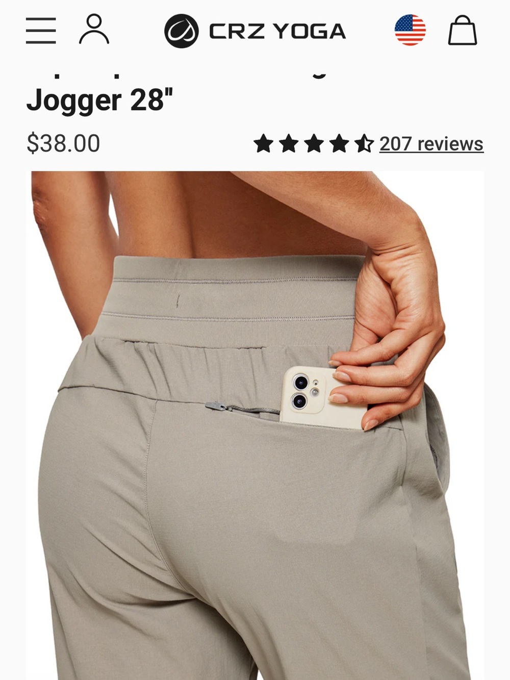 CRZ YOGA Ripstop Pocket Hiking Jogger Cliff Ash Women’s Size XS - Picture 3 of 9